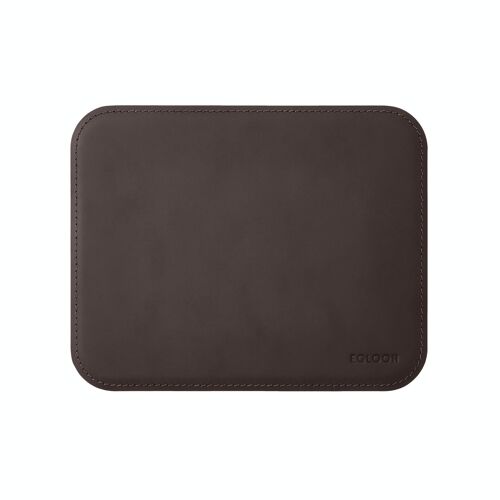 Mouse Pad Hermes Bonded Leather Dark Brown - cm 25x20 - Rounded Corners and Perimeter Stitching