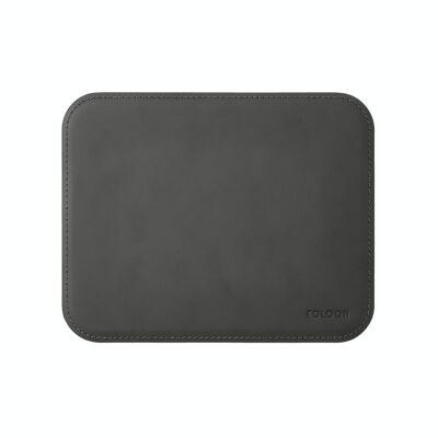 Tapis de Souris Hermes Cuir Reconstitué Gris Anthracite - cm 25x20 - Coins Arrondis et Coutures Périmétriques