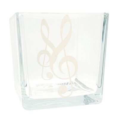 vaso musicale in vetro con chiave di violino dorata