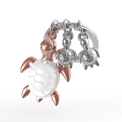 Turtle and her 2 little ones key ring - METALMORPHOSE
