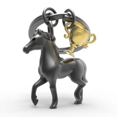 Black horse and trophy key ring - METALMORPHOSE