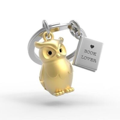 Key ring Owl and her book - METALMORPHOSE