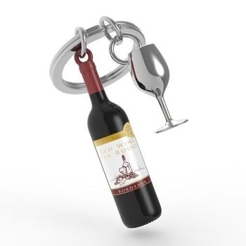 Porte-clés Bouteille de vin et son verre - METALMORPHOSE 1