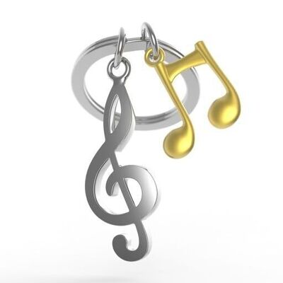 Treble clef and golden musical note key ring - METALMORPHOSE