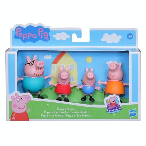 PEPPA PIG - PEPA 'S AVENTURES - PEPA ET SA FAMILLE, assortiment de packs de 4 figurines