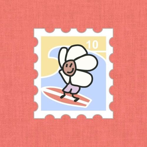 Kit Broderie - Timbre Fleur surf - Kit complet