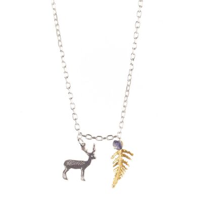 Sterling Silver Stag and Fern Pendant