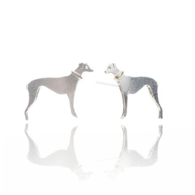 Handmade Sterling Silver Whippet Stud Earrings