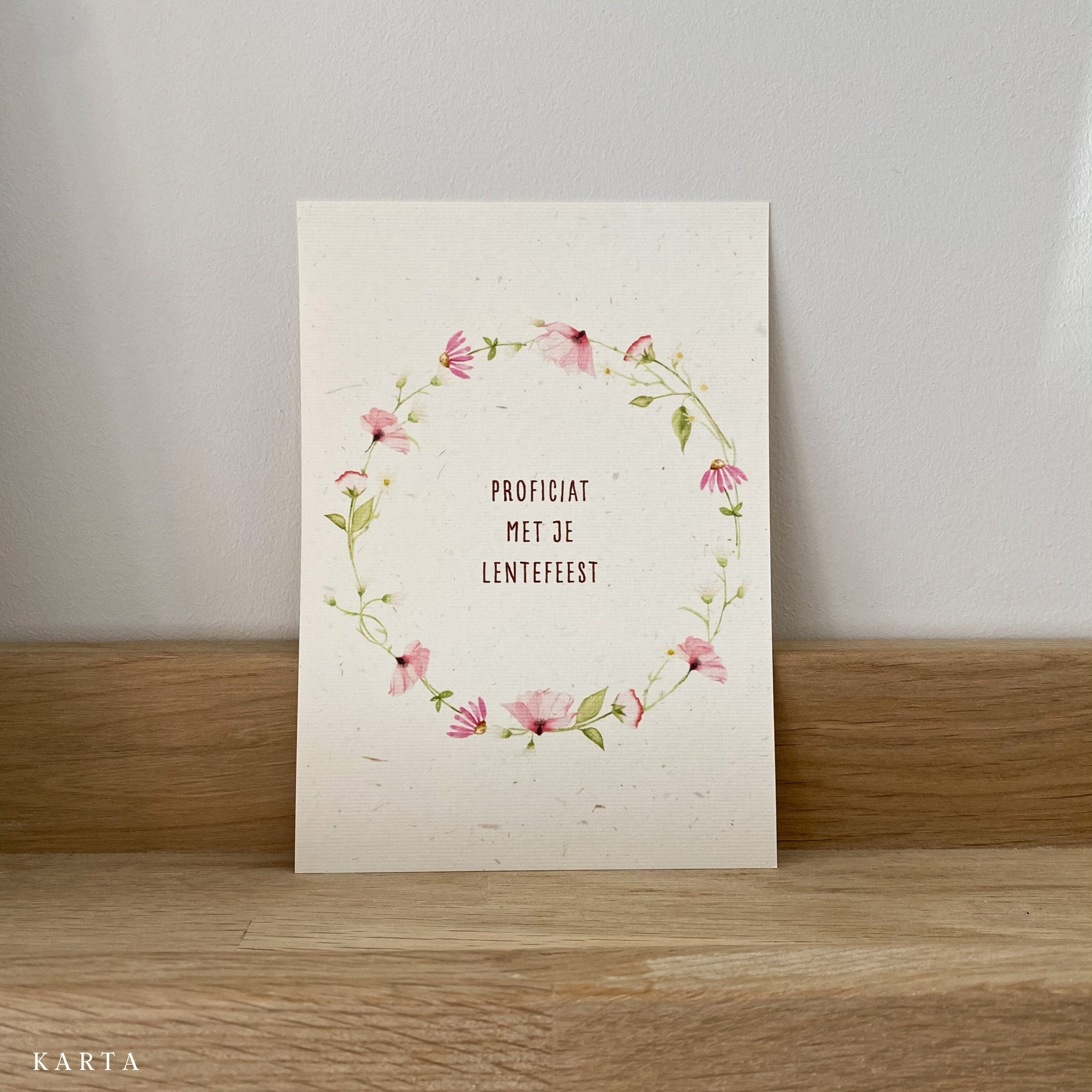 Biglietto d'auguri - Ghirlanda primaverile