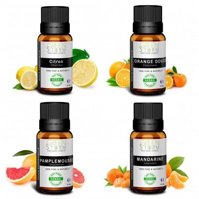 Set de 4 aceites esenciales de cítricos - 10ml - greenstorm