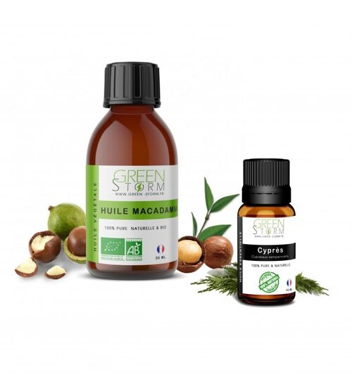 Duo"jambes lourdes" huile végétale macadamia et huile essentielle de cyprés