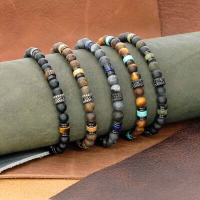 Lot de 5 bracelets en acier Inoxydable  et pierres naturelles.