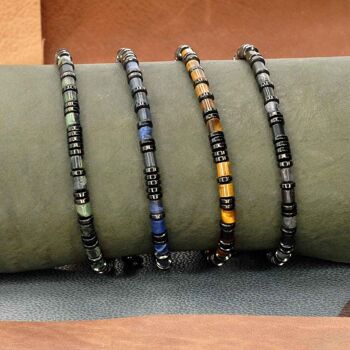 Lot de 4 bracelets en acier Inoxydable  et pierres naturelles. 1