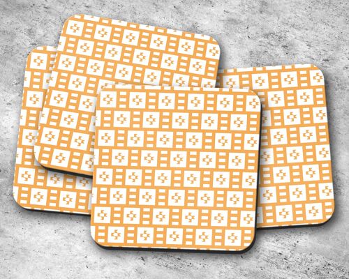 Light Orange and White Geometric Tiles Design Coasters, Table Decor Drinks Mat