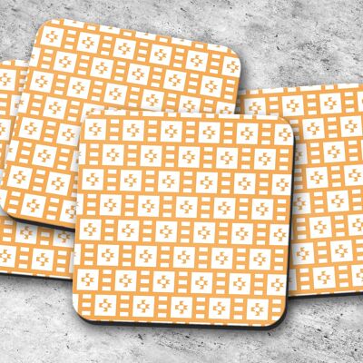 Light Orange and White Geometric Tiles Design Coasters, Table Decor Drinks Mat