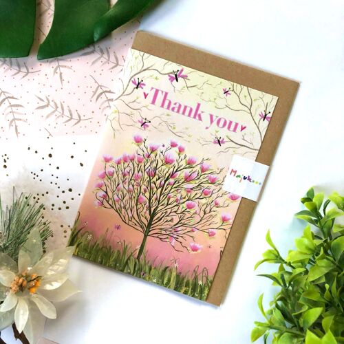 Floral Magnolia Tree Thank You Card
