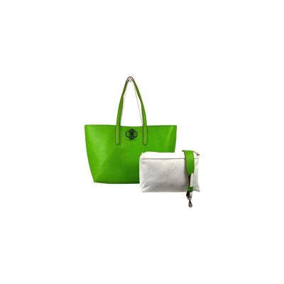 Synthetic Woman Shopper Bag with Interior Bag. mother fashion