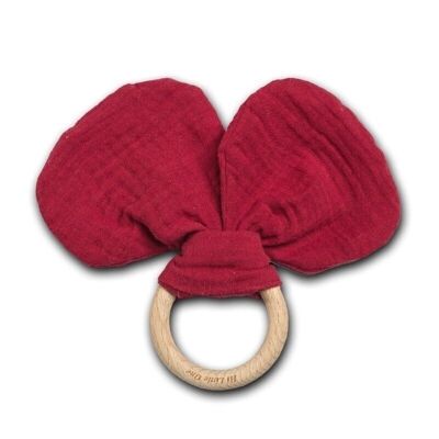 A teether with a rustling rattle made of organic BIO cotton Mouse Strawberry