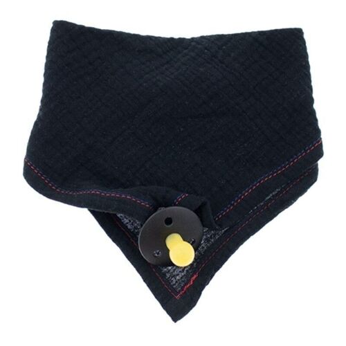 Bandana bib with a pacifier holder made of organic BIO cotton  3in1 Black