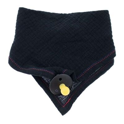 Babero bandana con porta chupete de algodón orgánico BIO 3en1 Negro