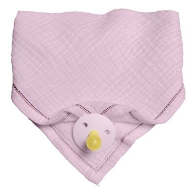 Babero bandana con porta chupete de algodón orgánico BIO 3en1 Rosa Bebé Oscuro