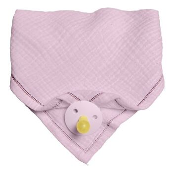 Bavoir bandana avec attache-sucette en coton biologique BIO 3en1 Baby Pink Dark 1