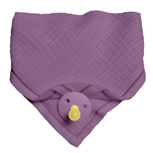 Bandana bib with a pacifier holder made of organic BIO cotton 3in1 Lavender