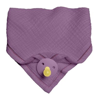 Bandana bib with a pacifier holder made of organic BIO cotton 3in1 Lavender