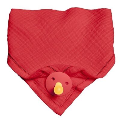 Bandana bib with a pacifier holder made of organic BIO cotton 3in1 Strawberry