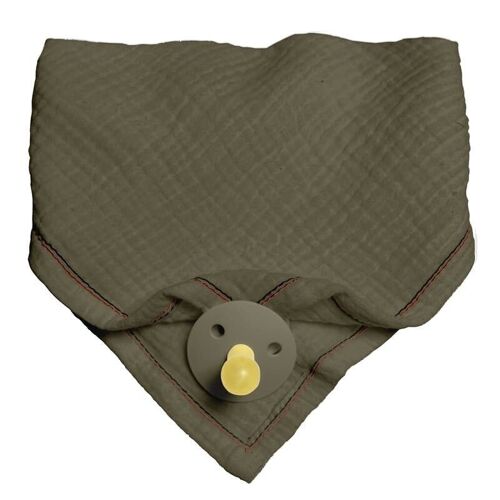 Bandana bib with a pacifier holder made of organic BIO cotton 3in1 Green Hunter