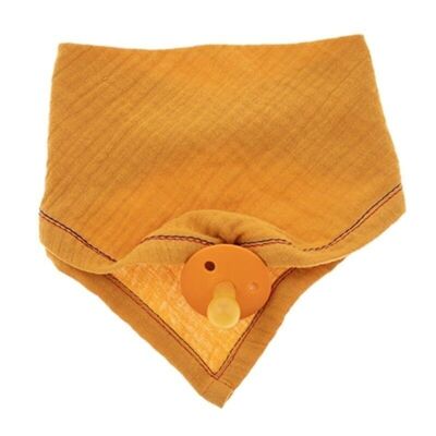 Bandana bib with a pacifier holder made of organic BIO cotton  3in1 Apricot