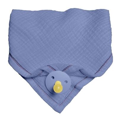 Babero bandana con porta chupete de algodón orgánico BIO 3en1 Azul Celeste