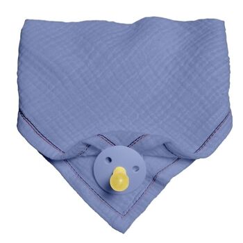 Bavoir bandana avec attache-sucette en coton BIO BIO 3en1 Bleu Ciel 1