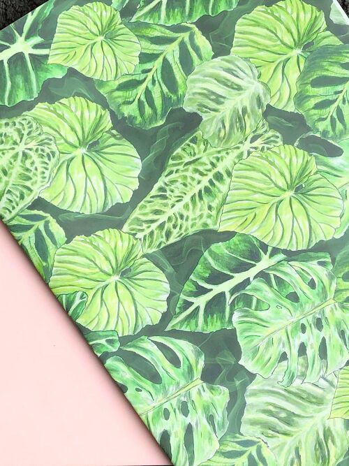 Jungle Leaf Pattern Wrapping Paper (5 Rolled Up Sheets)