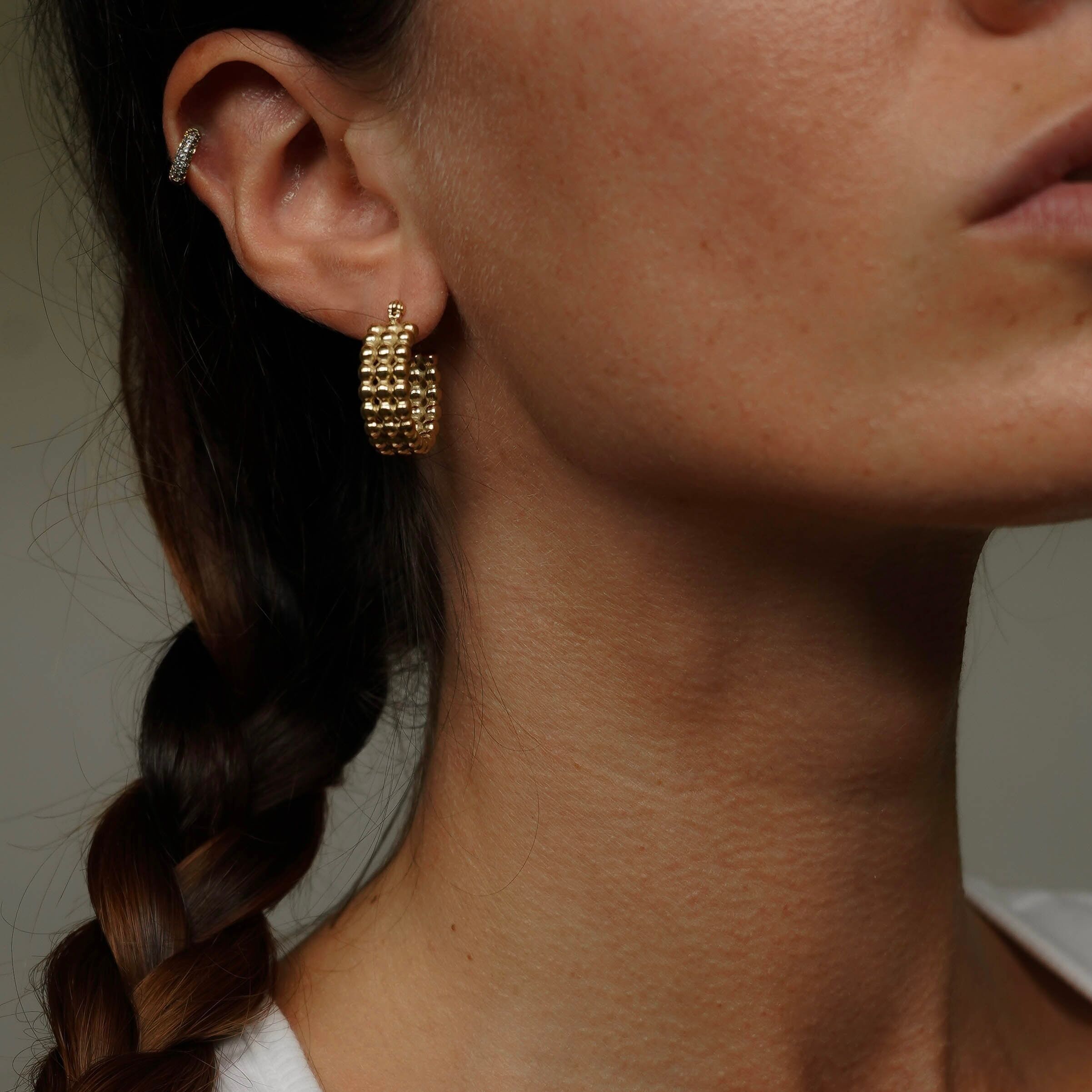 Boucles Oreilles Acier Créoles Larges Anneaux Perles Saint-Valentin