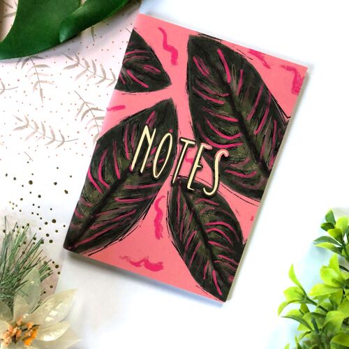 Pink Calathea Leaf Pocket Notebook (5 Pocket Notebooks)