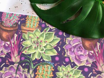 Papier d'emballage succulent violet (5 feuilles enroulées) 2