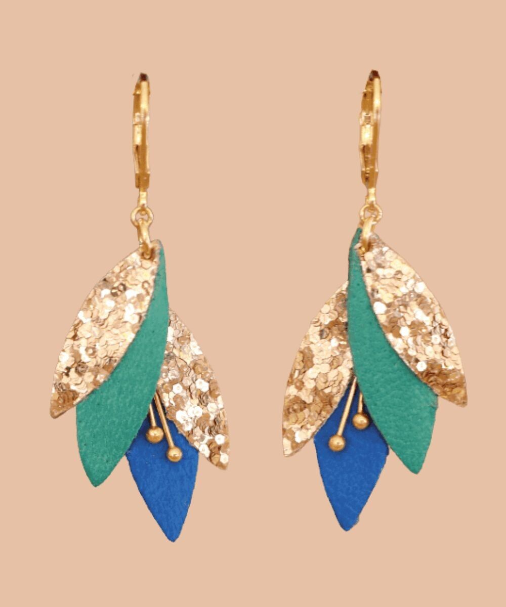 Orecchini in Pelle Tiber - Blu Reale, Smeraldo