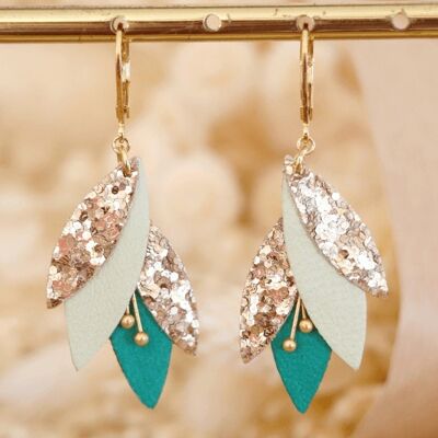 Tiber leather earrings - Pale green, Emerald