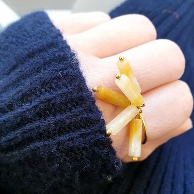 Nabiha Ring, Yellow Quartz and Stainless Steel