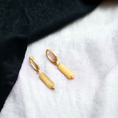 Nabila Earrings, Yellow Quartz and Stainless Steel