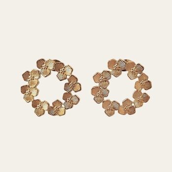 Boucles d'Oreilles Nada, Couronnes de Fleurs et Acier Inoxydable 2