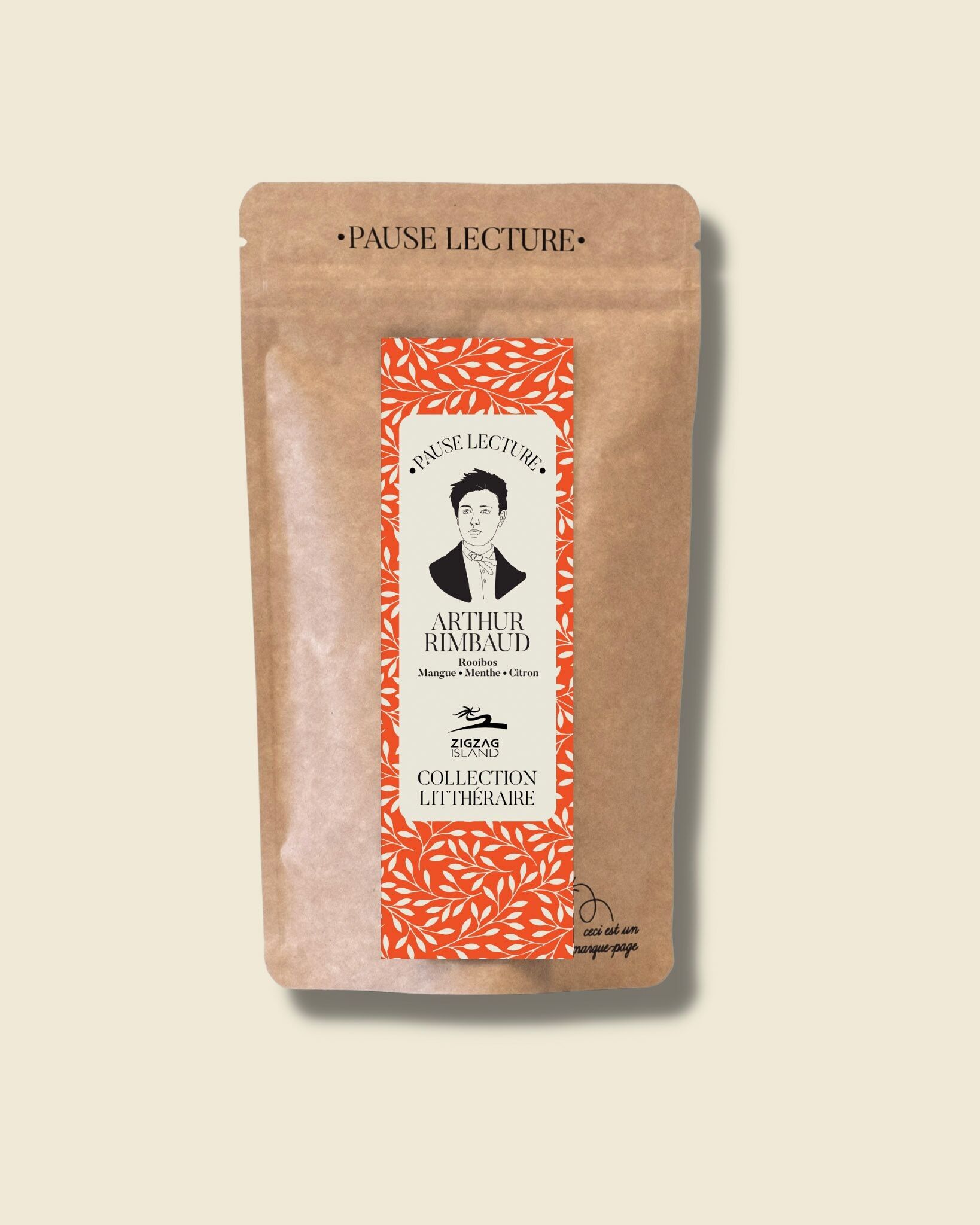 PAUSE LECTURE ROOIBOS ARTHUR RIMBAUD ET SON MARQUE-PAGE- SAVEUR MANGUE CITRON