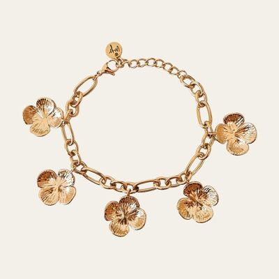 Nabil Chain Bracelet, Flower and Stainless Steel Pendants