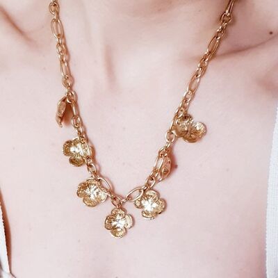 Collier Macé, Pendentifs Fleurs et Acier Inoxydable