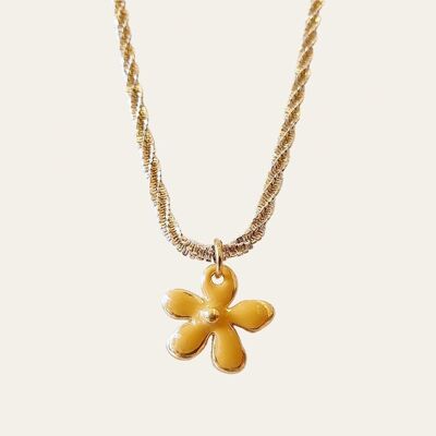 Collier Maceo, Pendentif Fleur et Acier Inoxydable