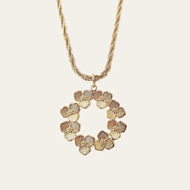 Nahum-Halskette, Anhänger mit Blumenkrone und Edelstahl