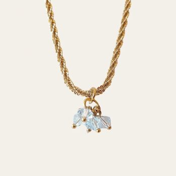 Collier Paco, Cristal Bleu et Acier Inoxydable 2