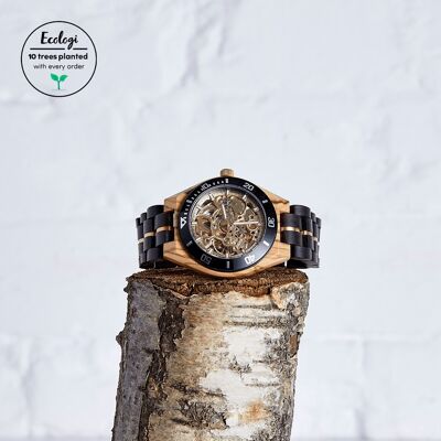 Il palissandro: orologio meccanico in legno vegano fatto a mano