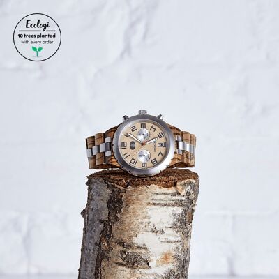 The Sandalwood - Reloj de madera con cronógrafo vegano hecho a mano
